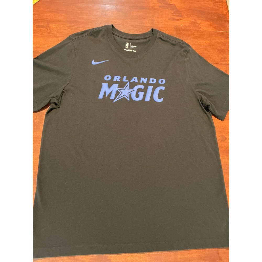 Nike Orlando Magic NBA T-Shirt Mens XL Black Blue Star Logo Short Sleeve Cotton